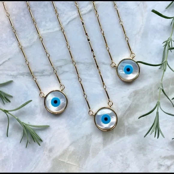 Evil Eye Shell Pendant Necklace - Picture 10 of 11